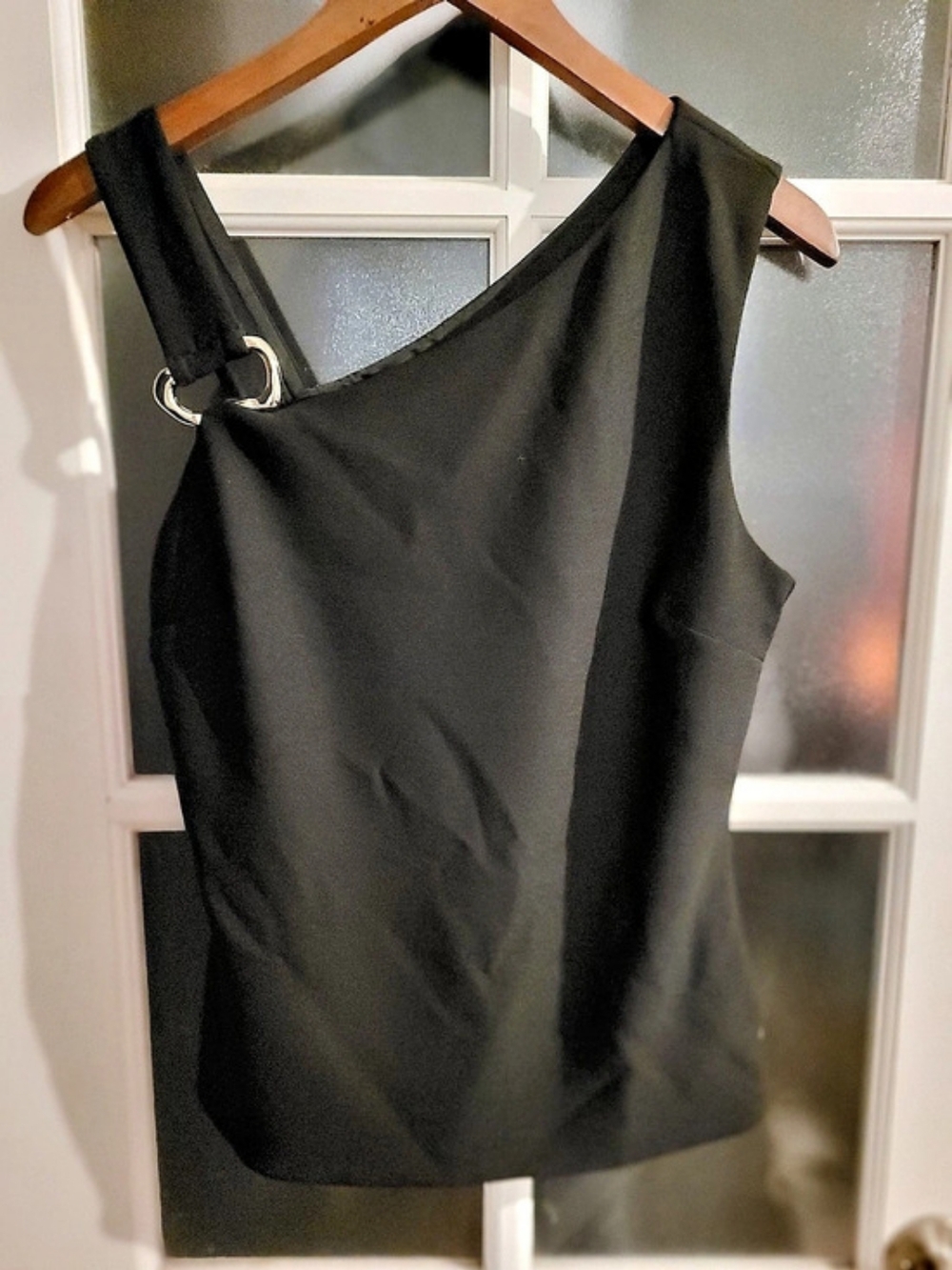 EVER NEW Helene Hardware Detail Crepe Tank Black Large